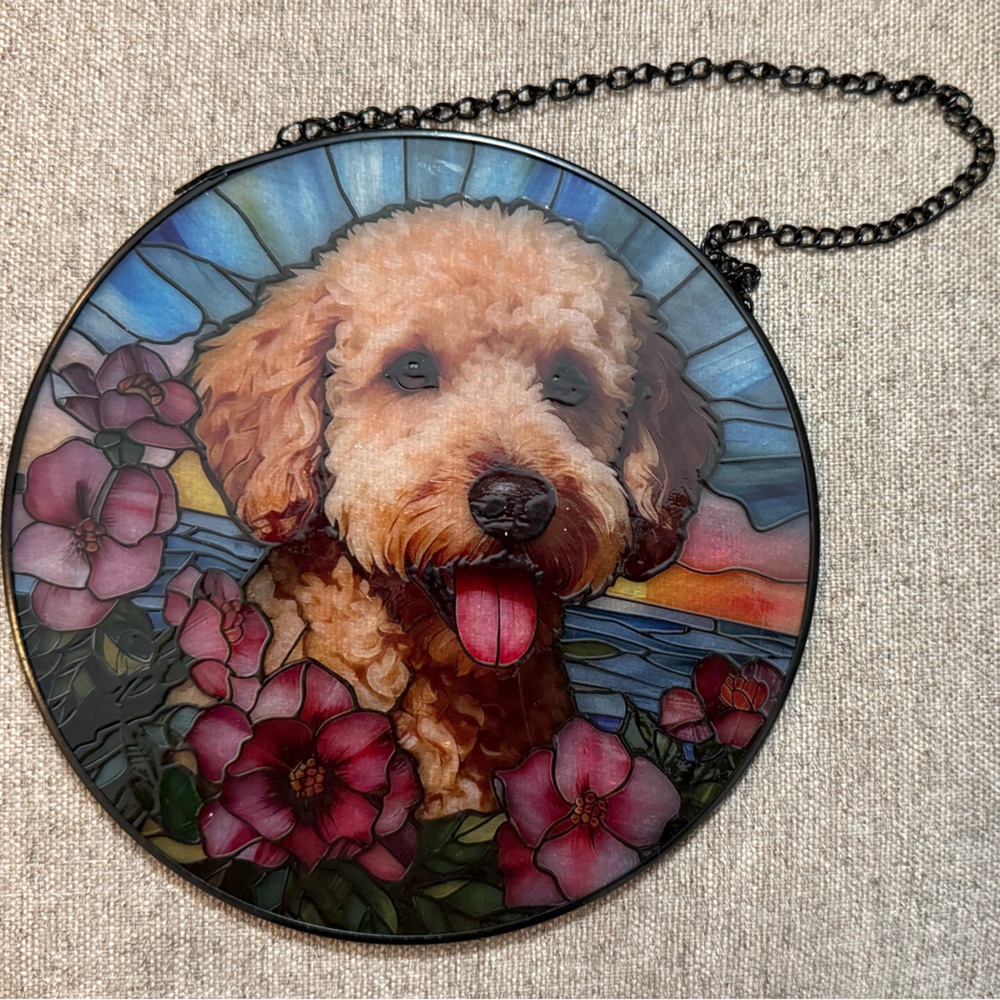 Goldendoodle Stained Glass Suncatcher New